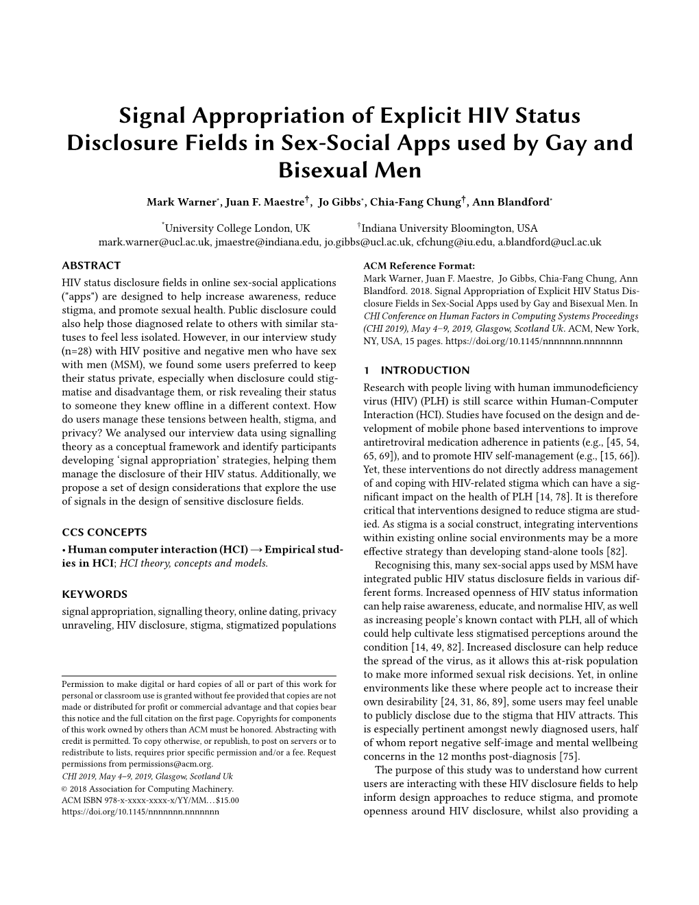 Signal Appropriation of Explicit HIV Status Disclosure Fields in Sex-Social Apps Used by Gay and Bisexual Men