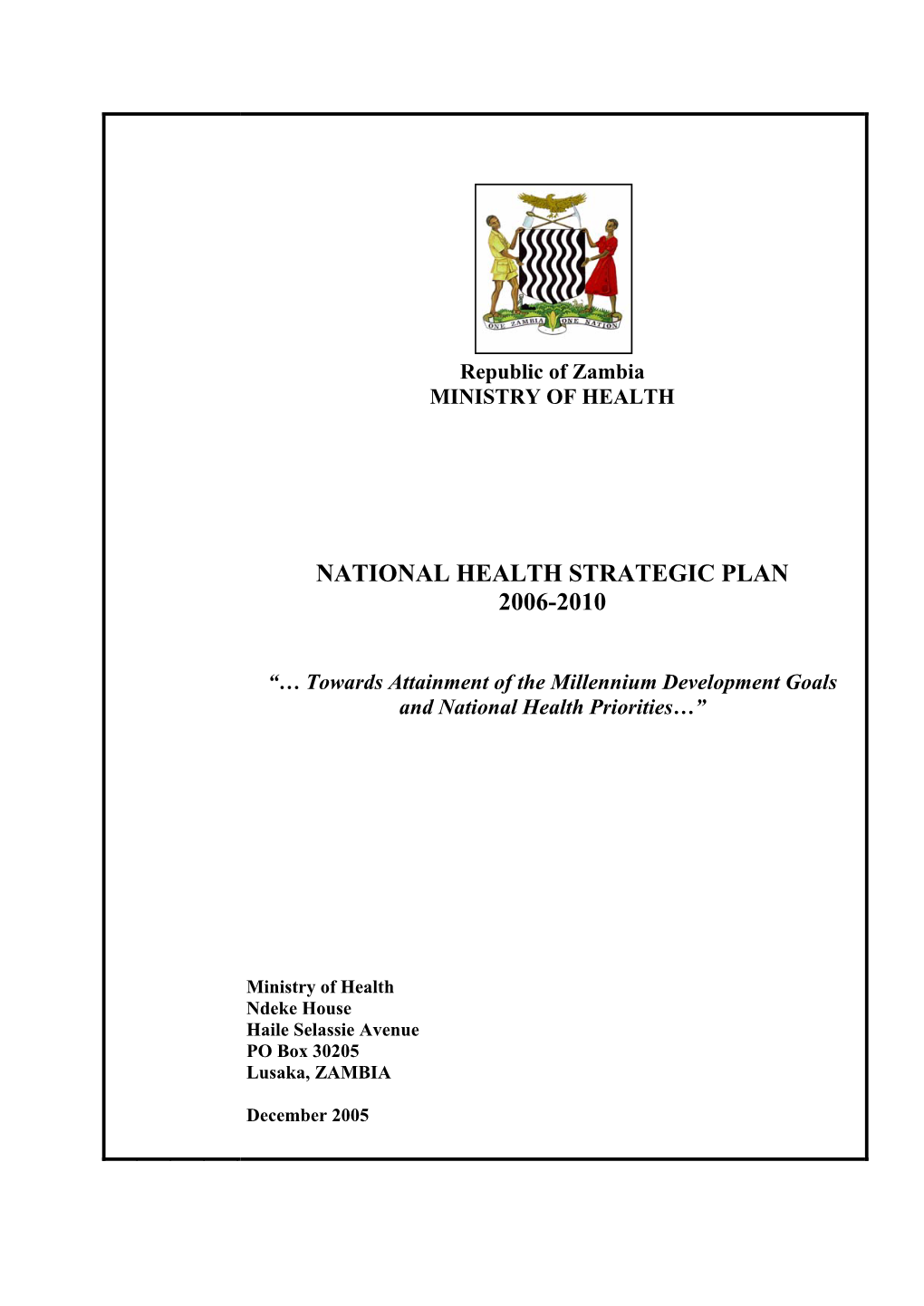 National Health Strategic Plan 2006-2010