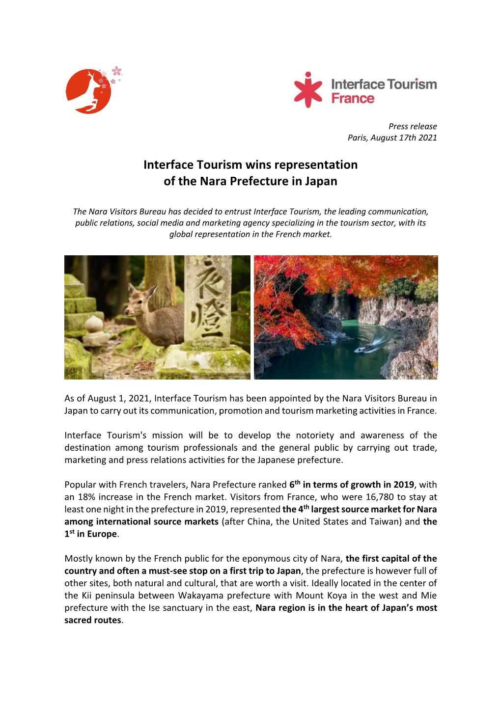 Interface Tourism Wins Representation of the Nara Prefecture in Japan