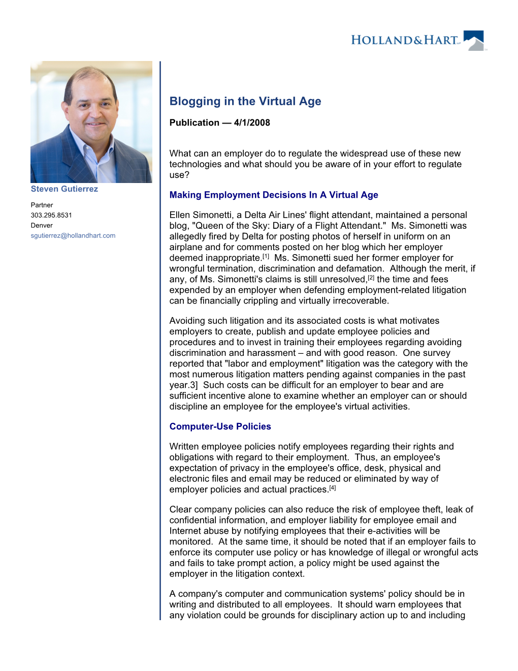 Blogging in the Virtual Age
