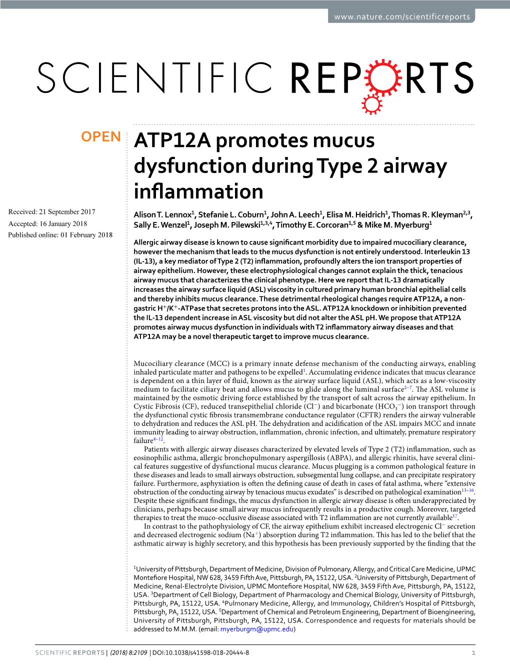 ATP12A Promotes Mucus Dysfunction During Type 2 Airway Inflammation
