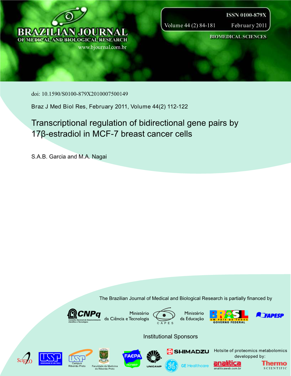 Transcriptional Regulation of Bidirectional Gene Pairs by 17Β-Estradiol in MCF-7 Breast Cancer Cells