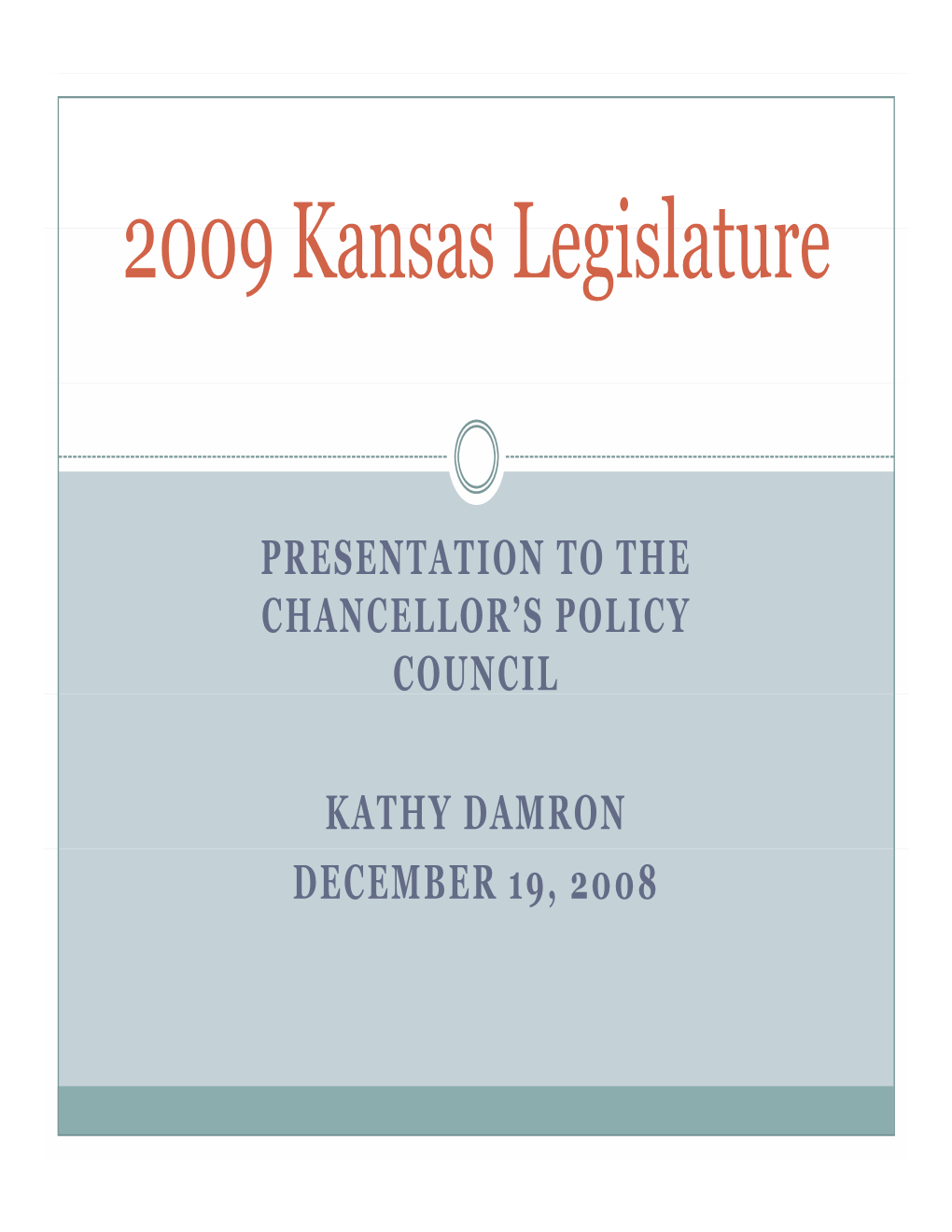 2009 Kansas Legislature