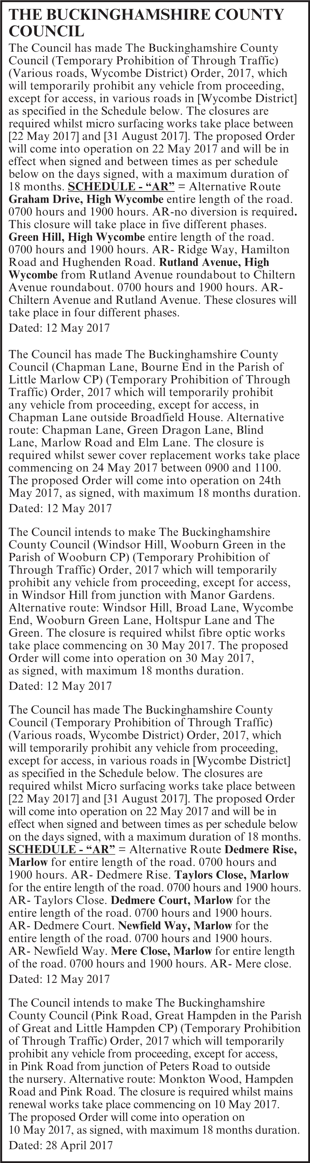 The Buckinghamshire County Council
