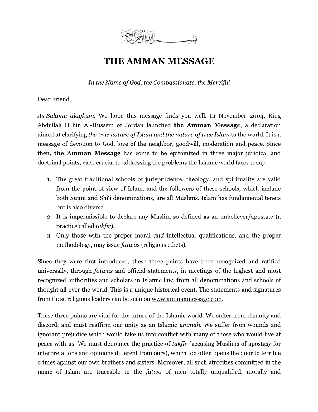 The Amman Message