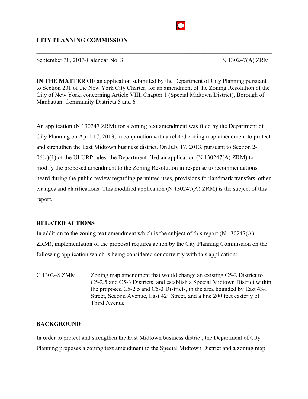N 130247A ZRM: East Midtown Rezoning