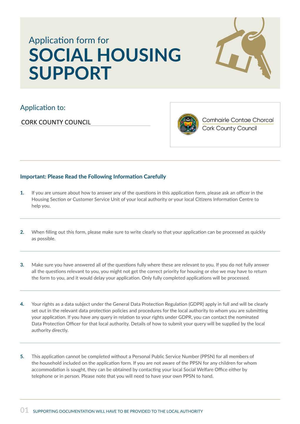 Application Form for SOCIAL HOUSING SUPPORT