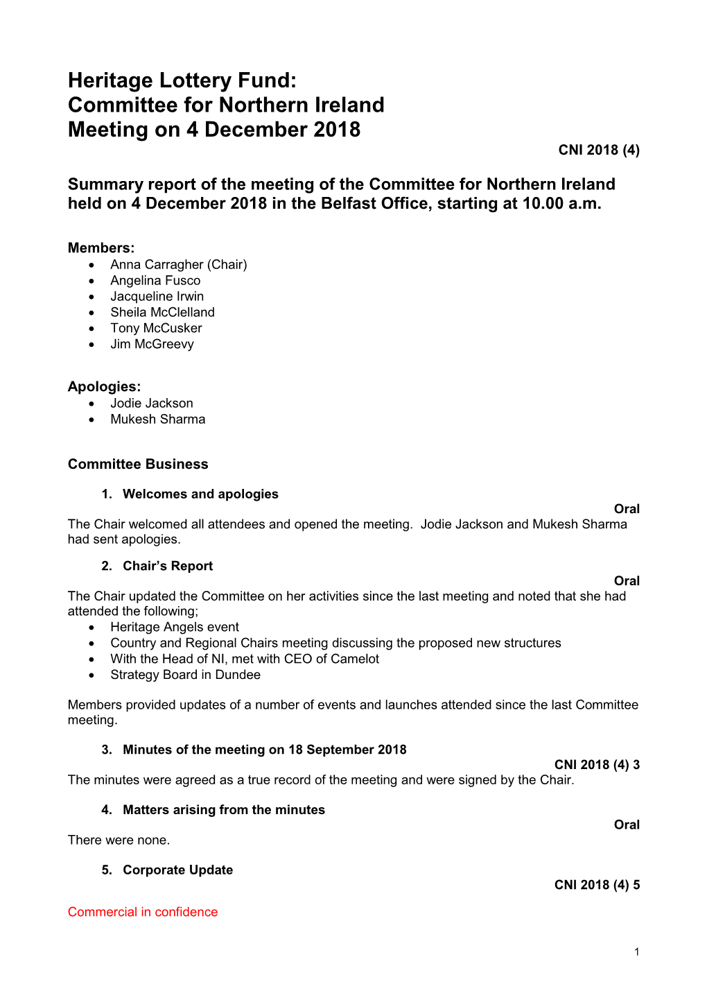 Committee for Northern Ireland Meeting on 4 December 2018 CNI 2018 (4)