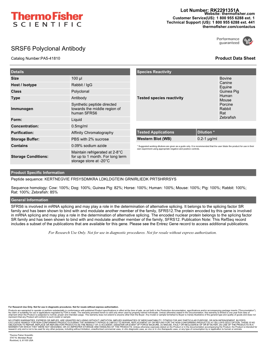 SRSF6 Polyclonal Antibody
