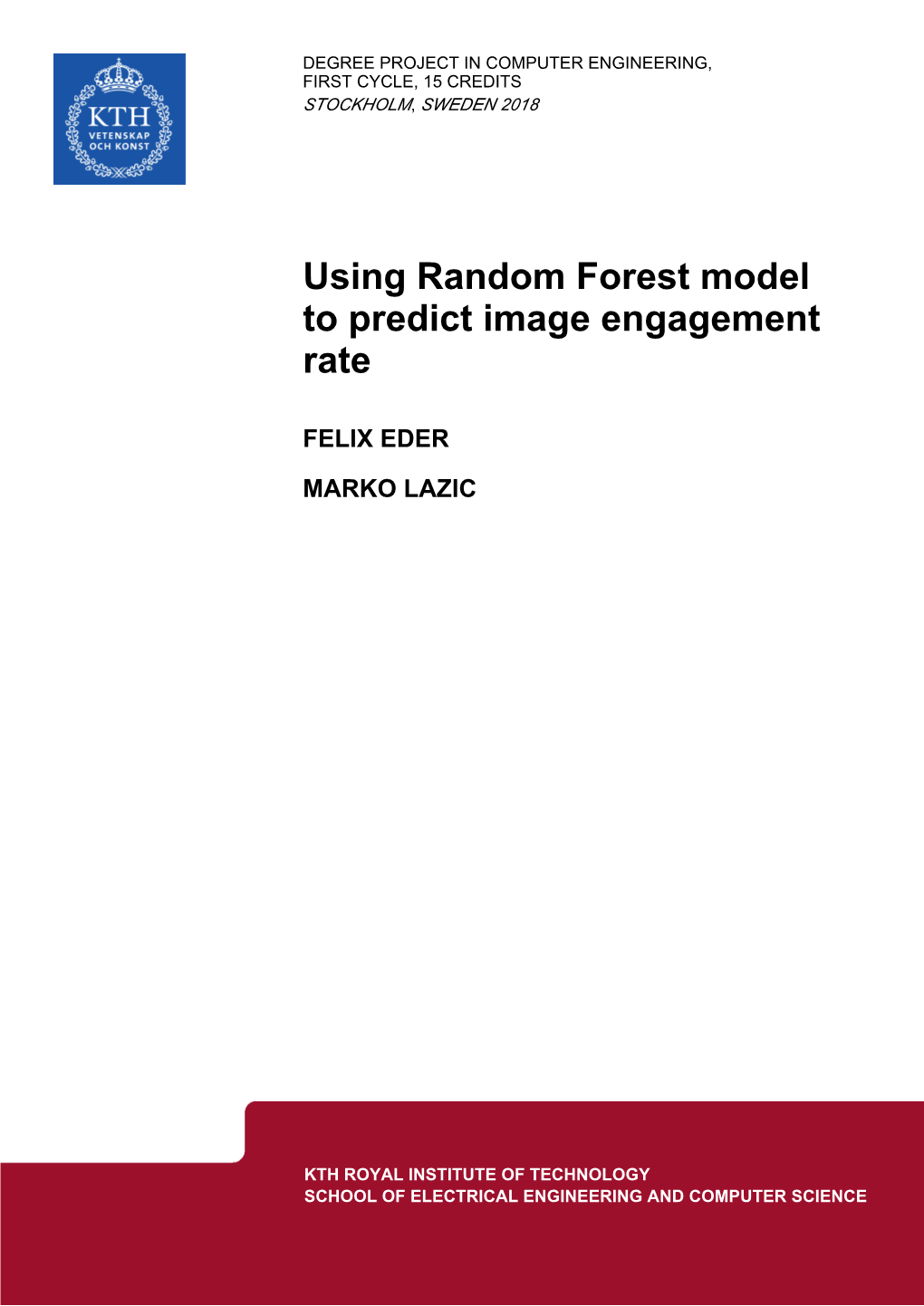 Using Random Forest Model to Predict Image Engagement Rate