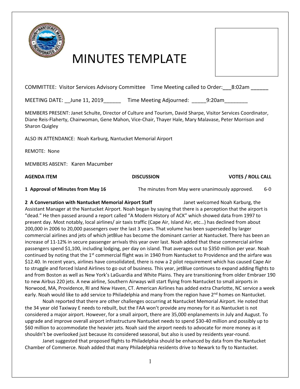 Minutes Template