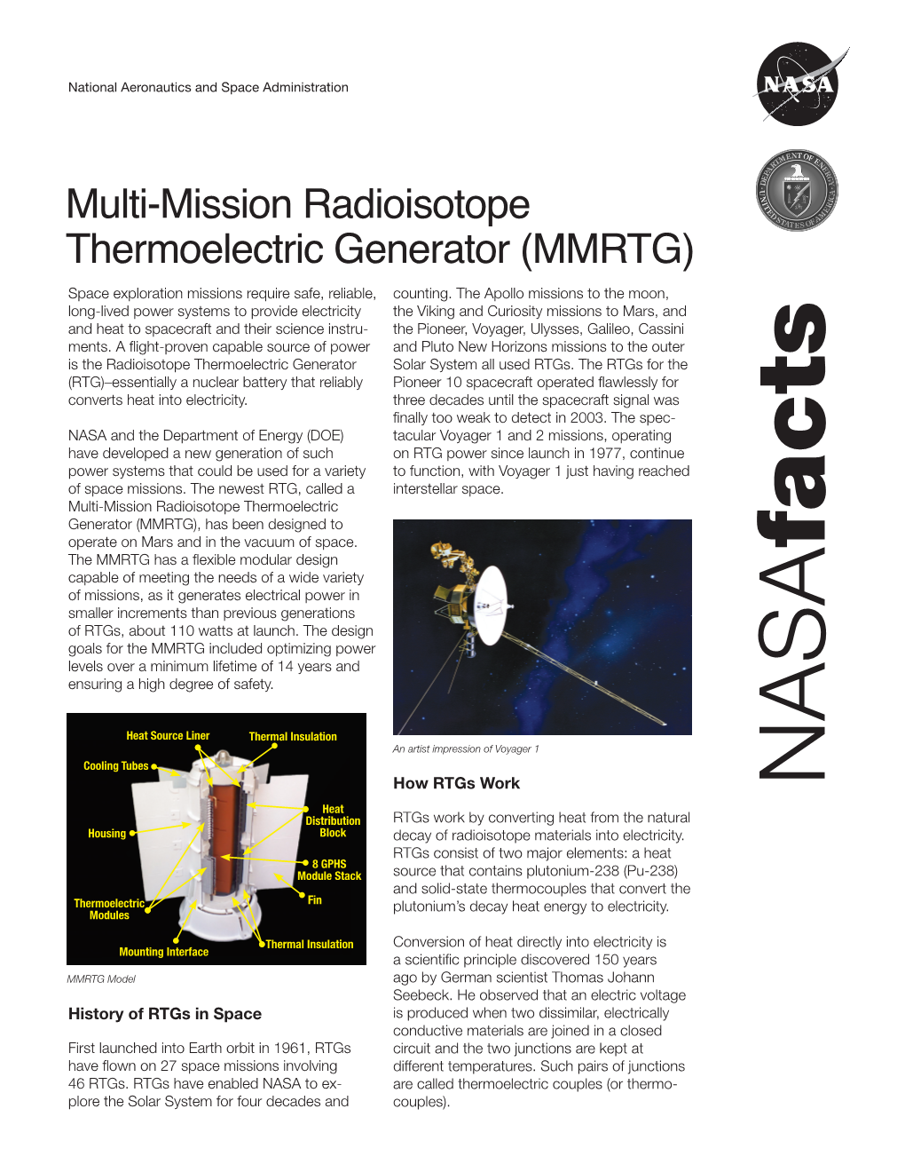 Multi-Mission Radioisotope Thermoelectric Generator (MMRTG) Space Exploration Missions Require Safe, Reliable, Counting