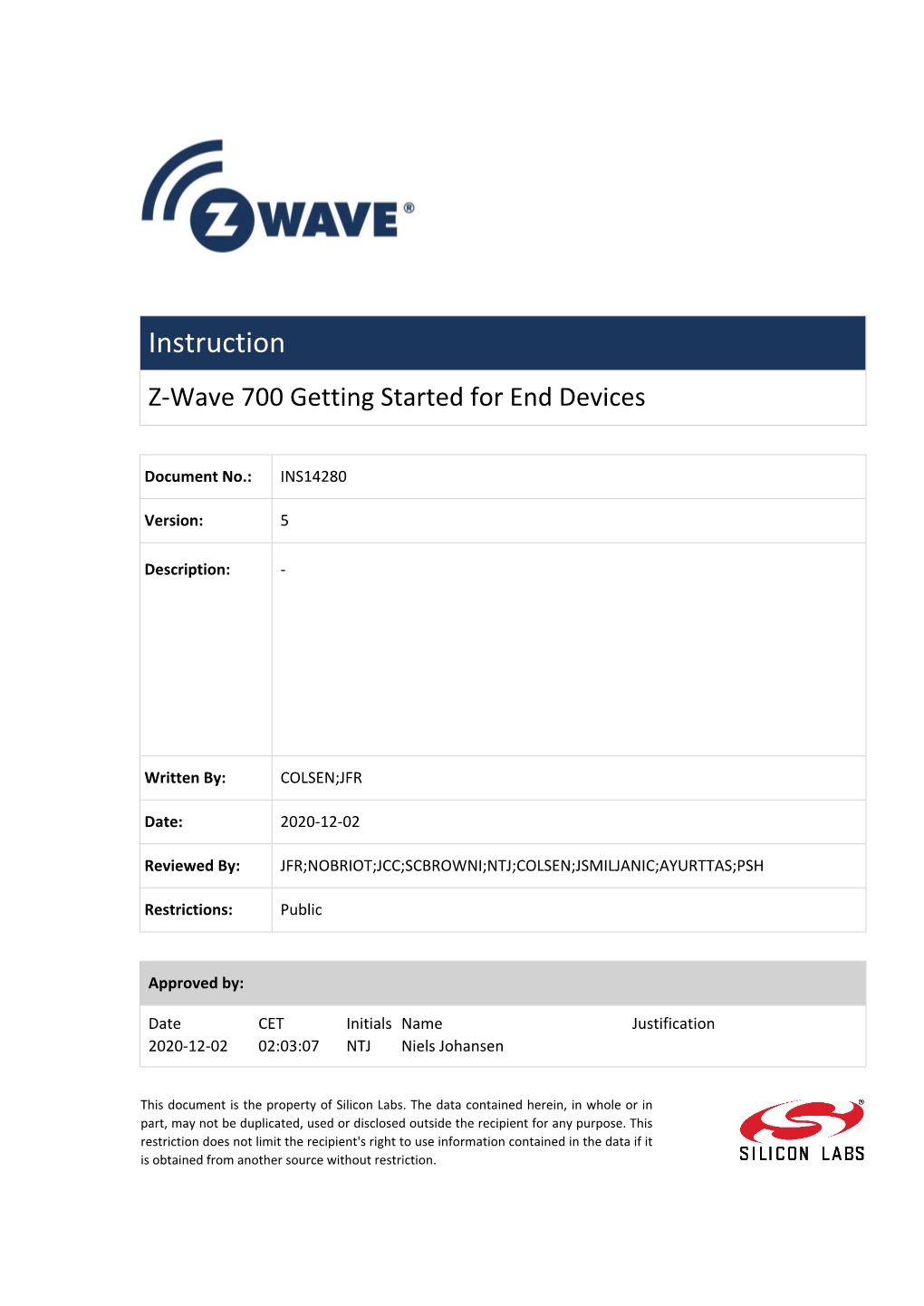 Z-Wave 700 Getting Started for End Devices