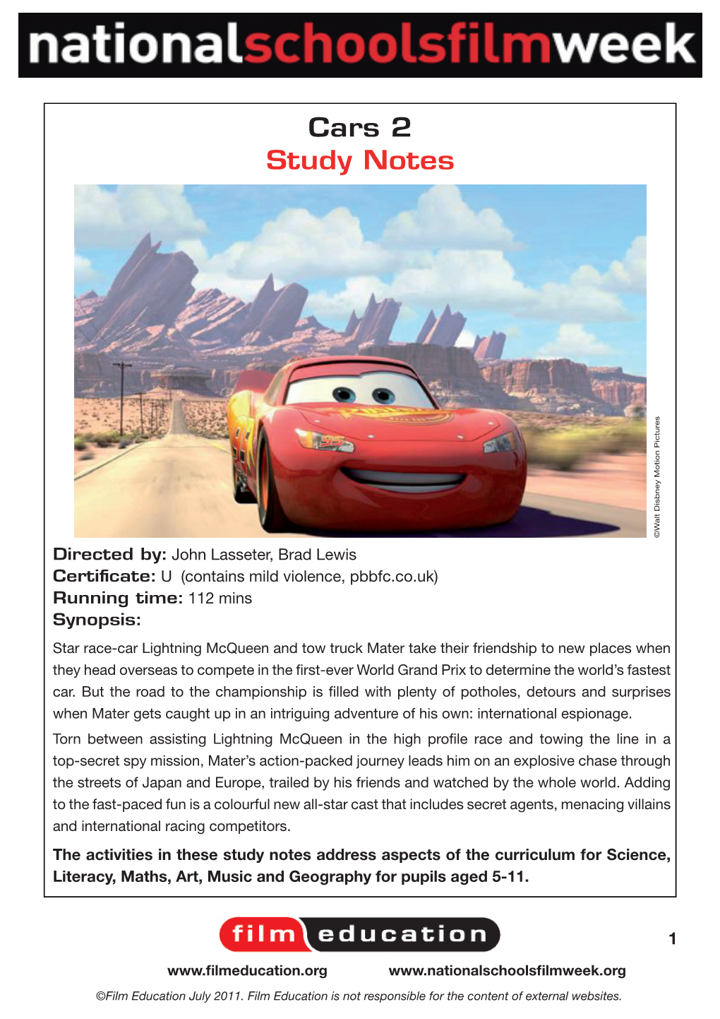 Cars 2 Study Notes