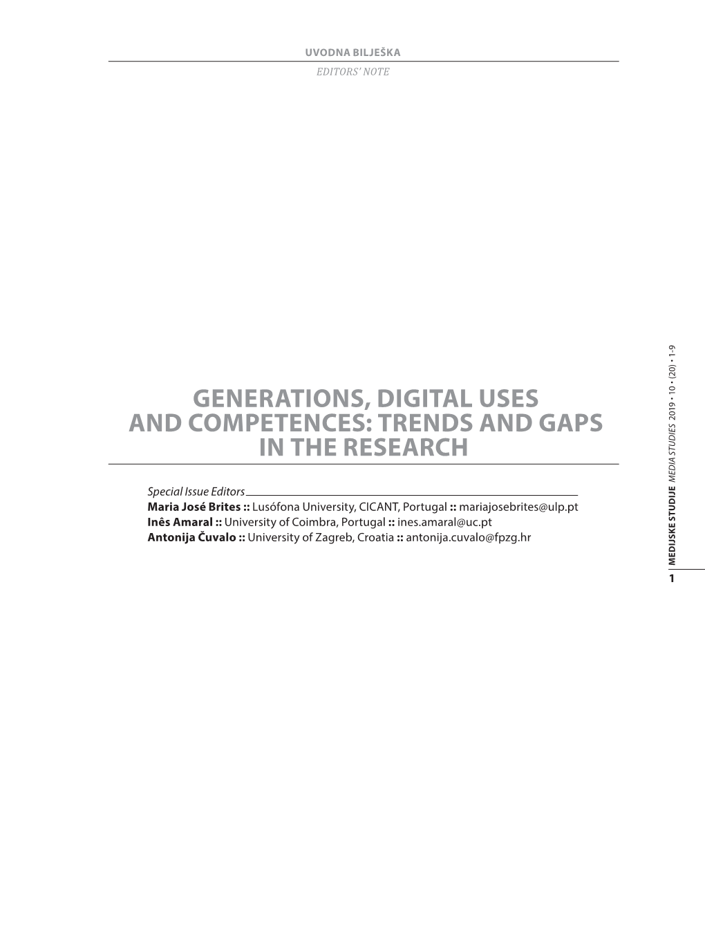 Generations, Digital Uses and Competences: Trends and Gaps In