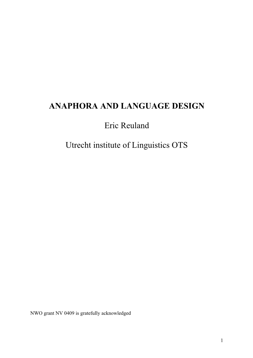 Anaphora and Language Design