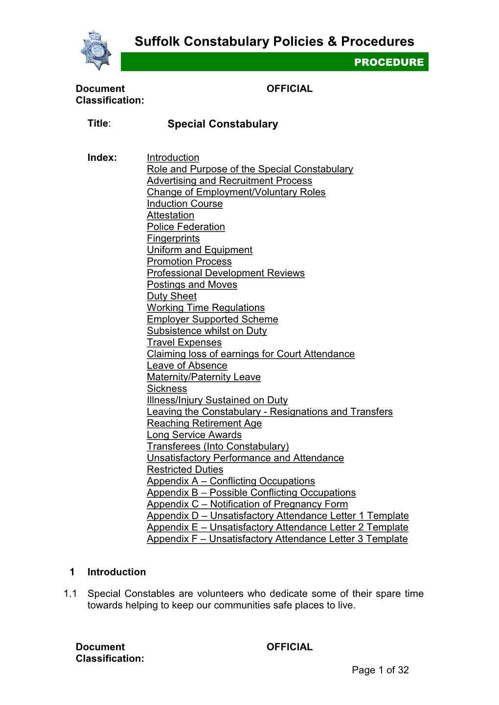 Suffolk Constabulary Policies & Procedures