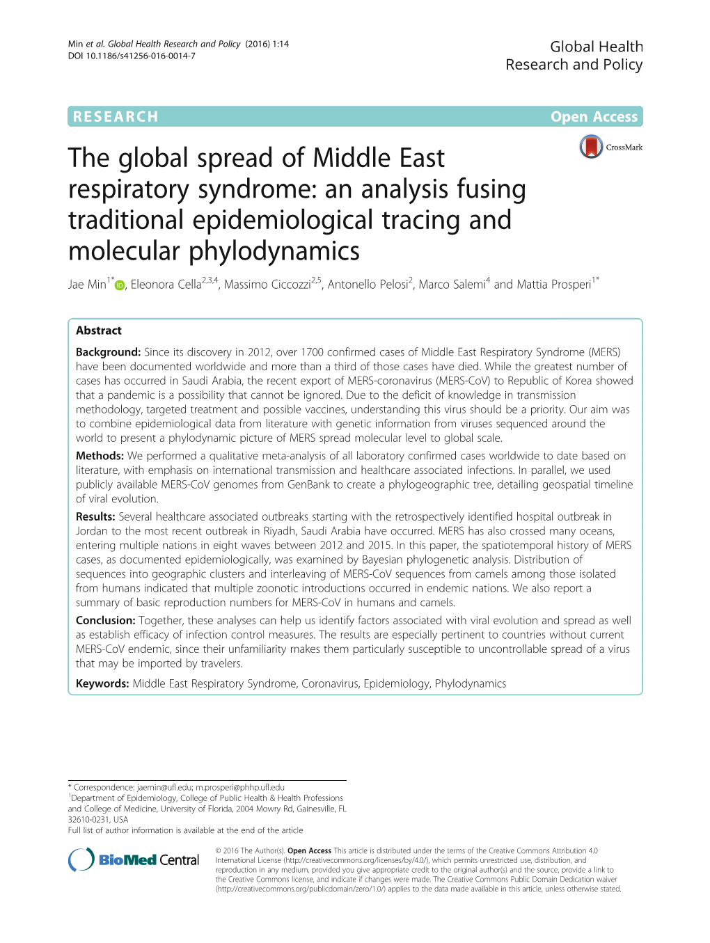 The Global Spread of Middle East Respiratory Syndrome