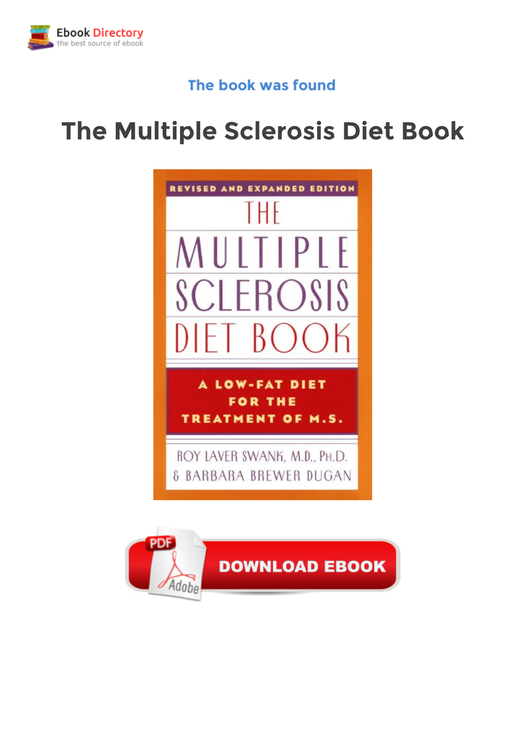 Ebook Free the Multiple Sclerosis Diet Book
