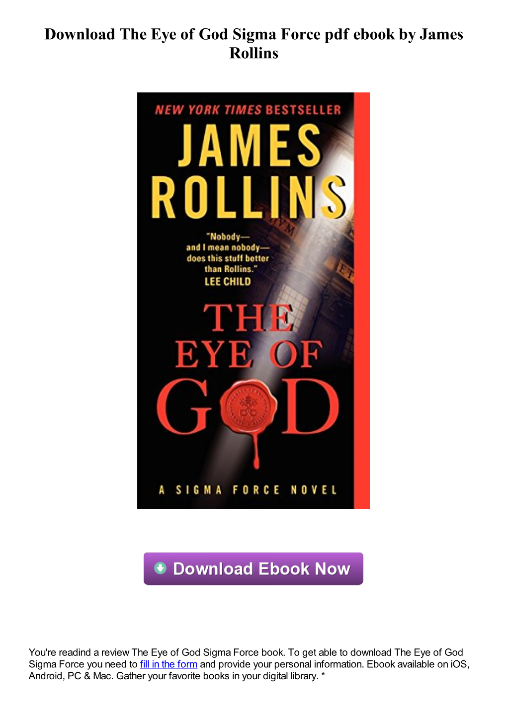 Download the Eye of God Sigma Force Pdf Ebook by James Rollins