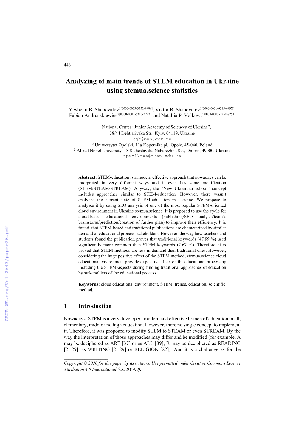 Analyzing of Main Trends of STEM Education in Ukraine Using Stemua.Science Statistics