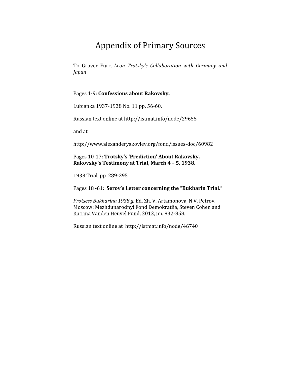 Appendix of Primary Sources