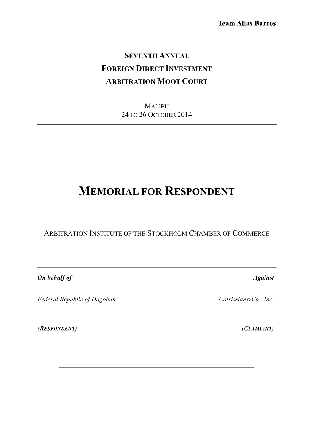 Memorial for Respondent