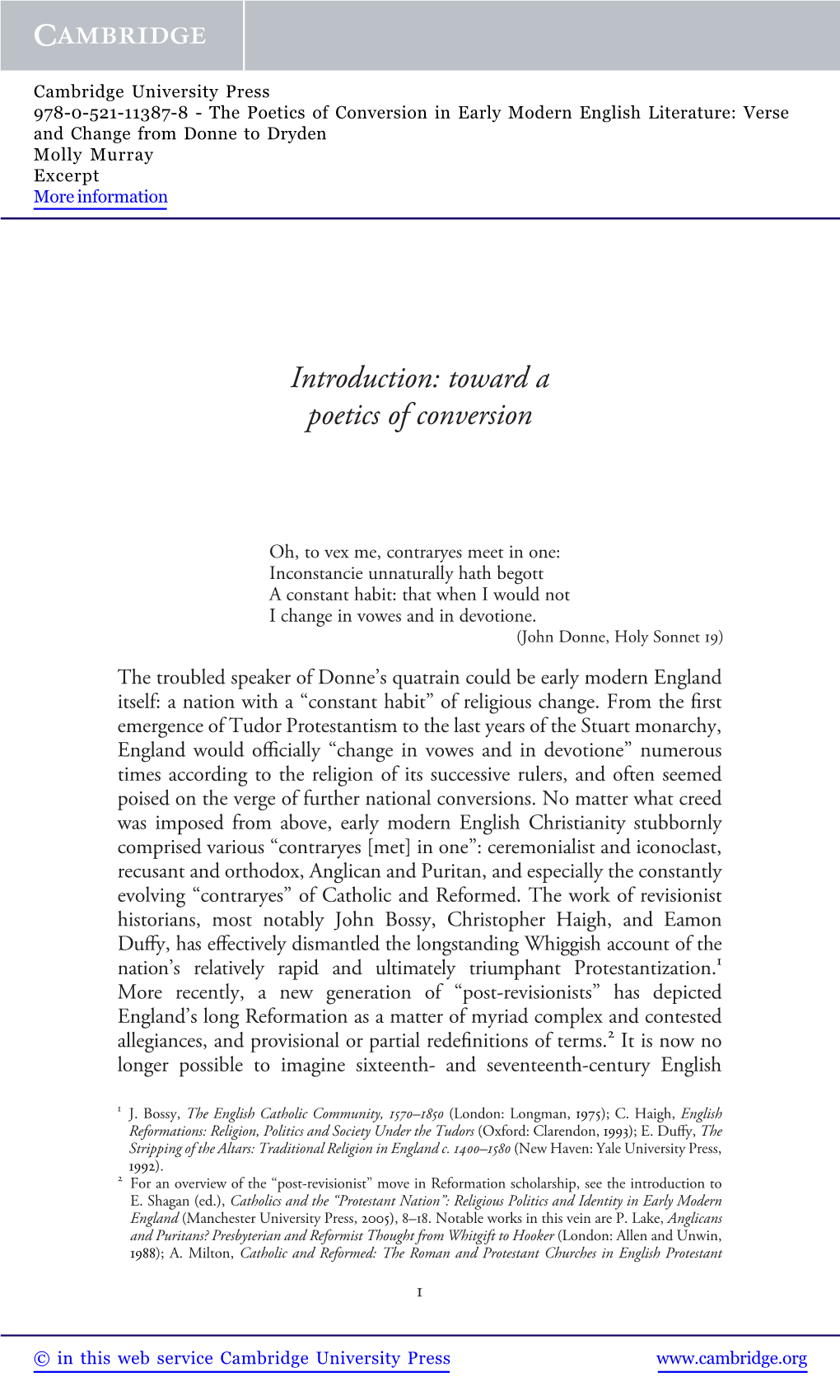Introduction: Toward a Poetics of Conversion