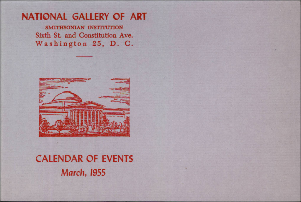 NATIONAL GALLERY of ART CALENDAR of EVENTS March