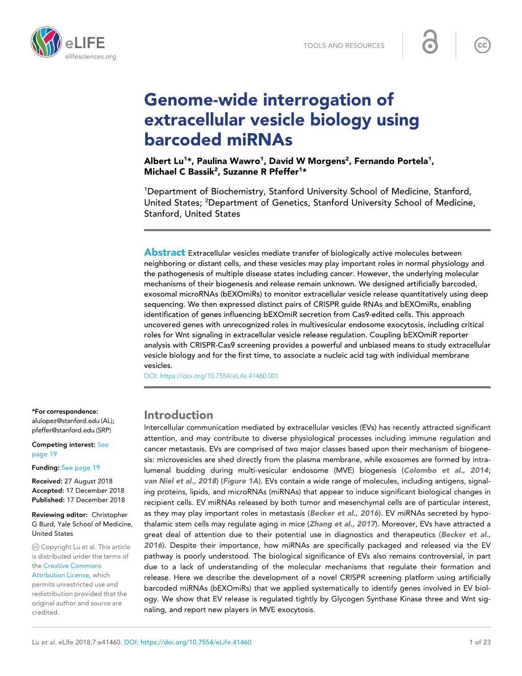 Genome-Wide Interrogation of Extracellular Vesicle Biology Using