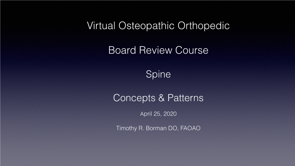 Board Review Course 2020 Spine