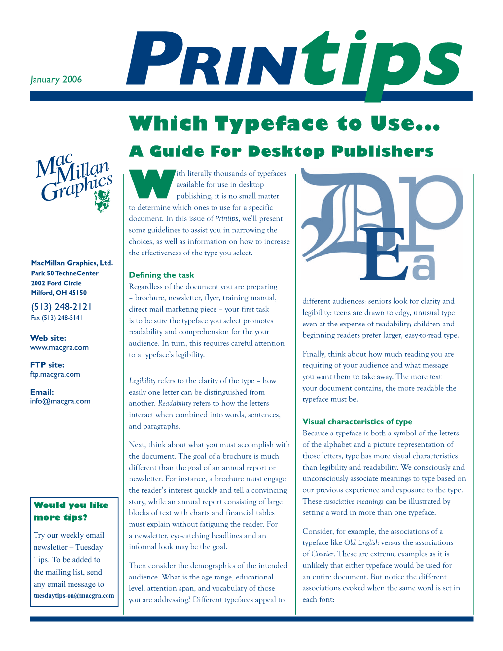 Which Typeface to Use...A Guide for Desktop Publishers