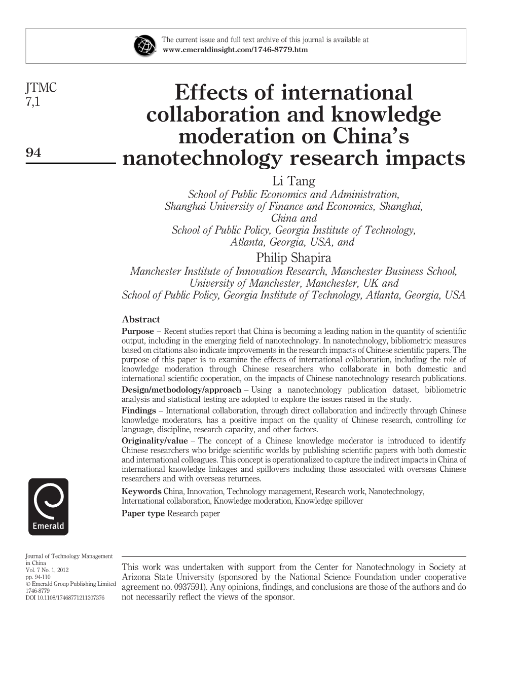 Effects of International Collaboration and Knowledge Moderation On