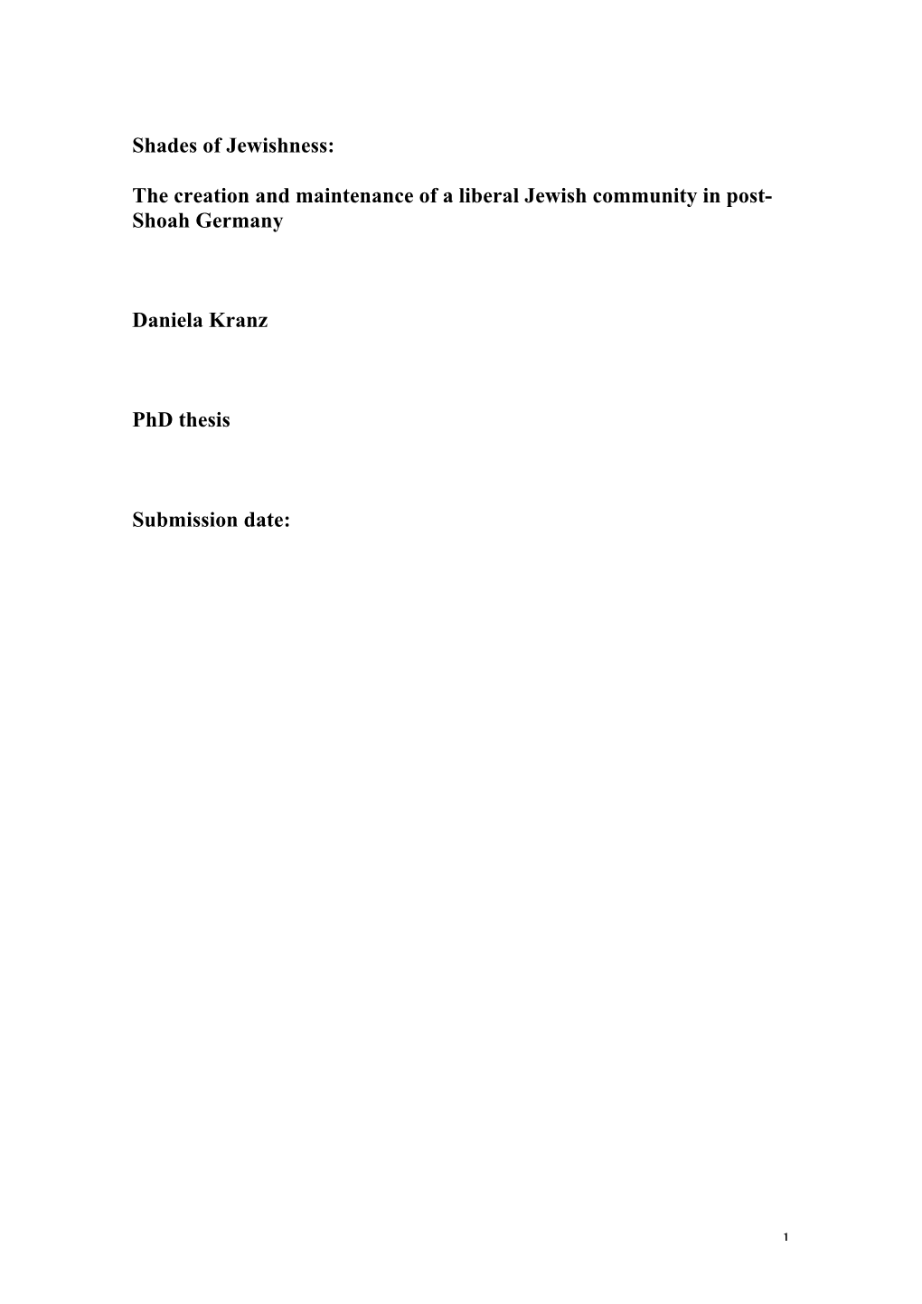 Shoah Germany Daniela Kranz Phd Thesis Submission Date