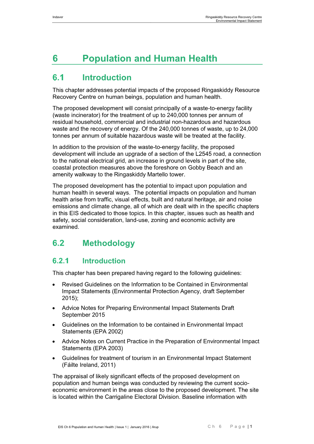 EIS Ch 6 Population and Human Health Issue 1