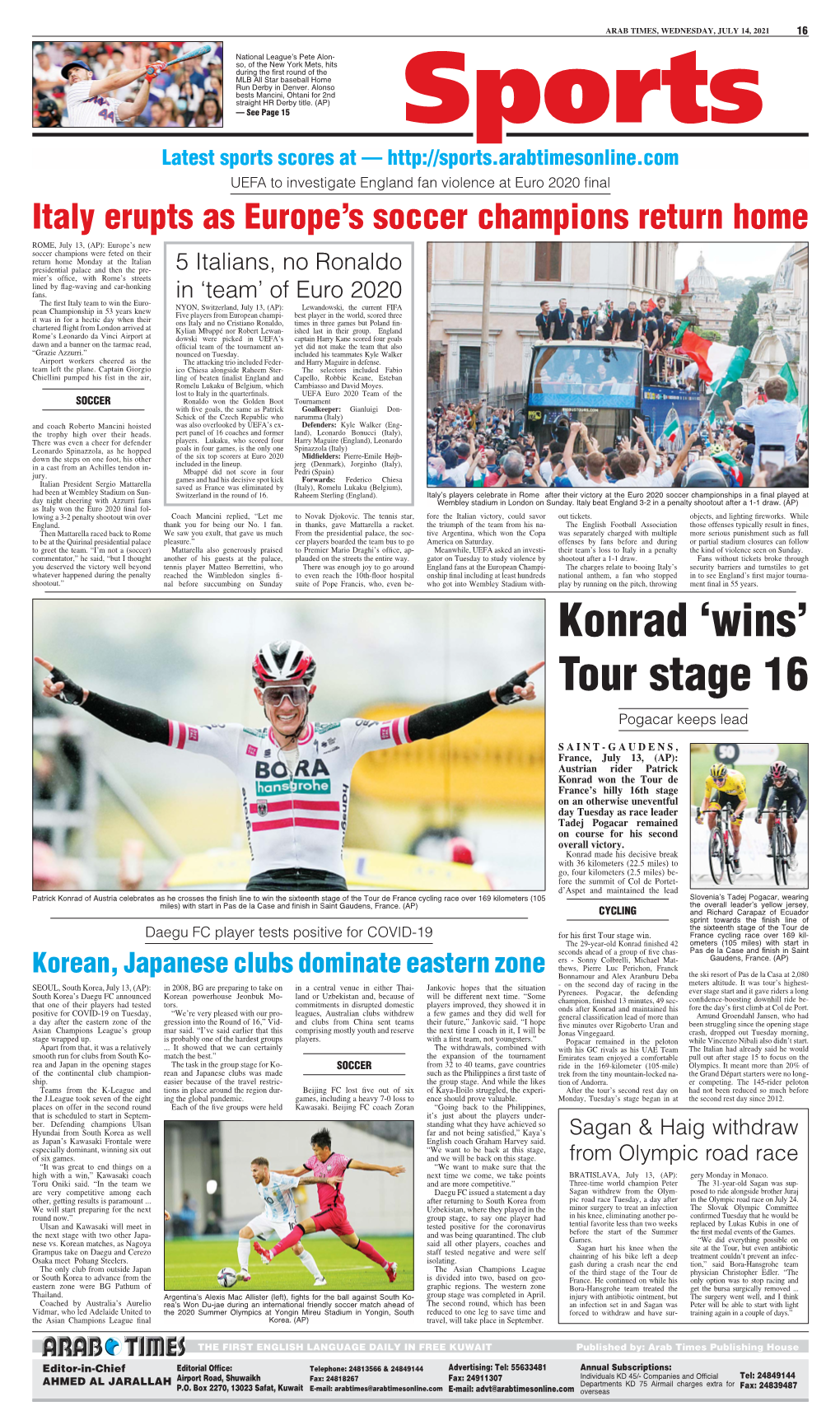 Konrad ‘Wins’ Tour Stage 16 Pogacar Keeps Lead