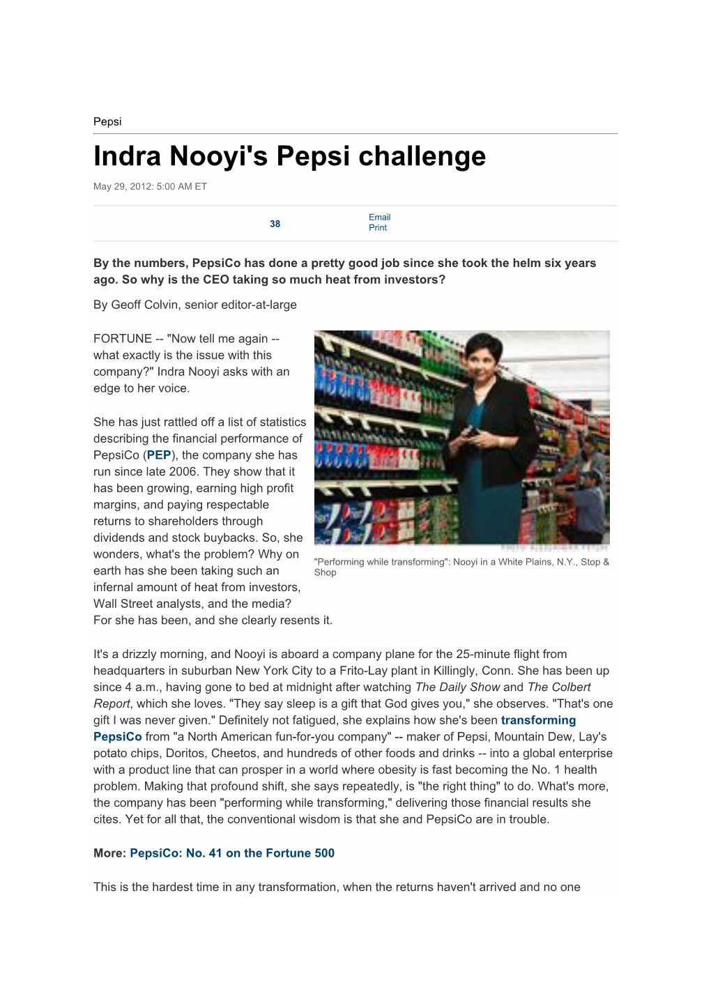 Indra Nooyi's Pepsi Challenge