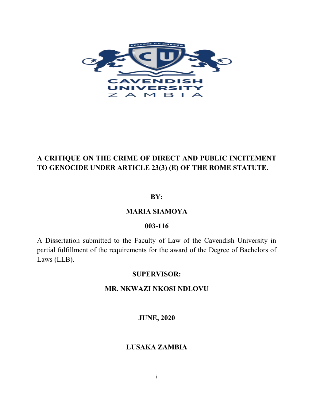 A Critique on the Crime of Direct and Public Incitement to Genocide Under Article 23(3) (E) of the Rome Statute