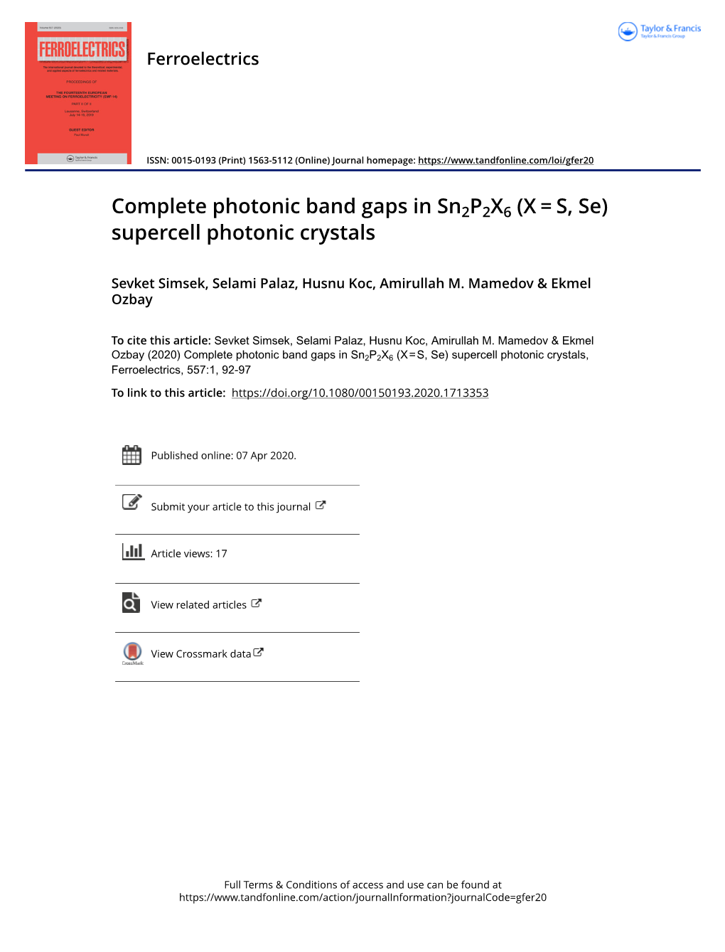 Complete Photonic Band Gaps in Sn2p2x6 (X = S, Se) Supercell Photonic Crystals