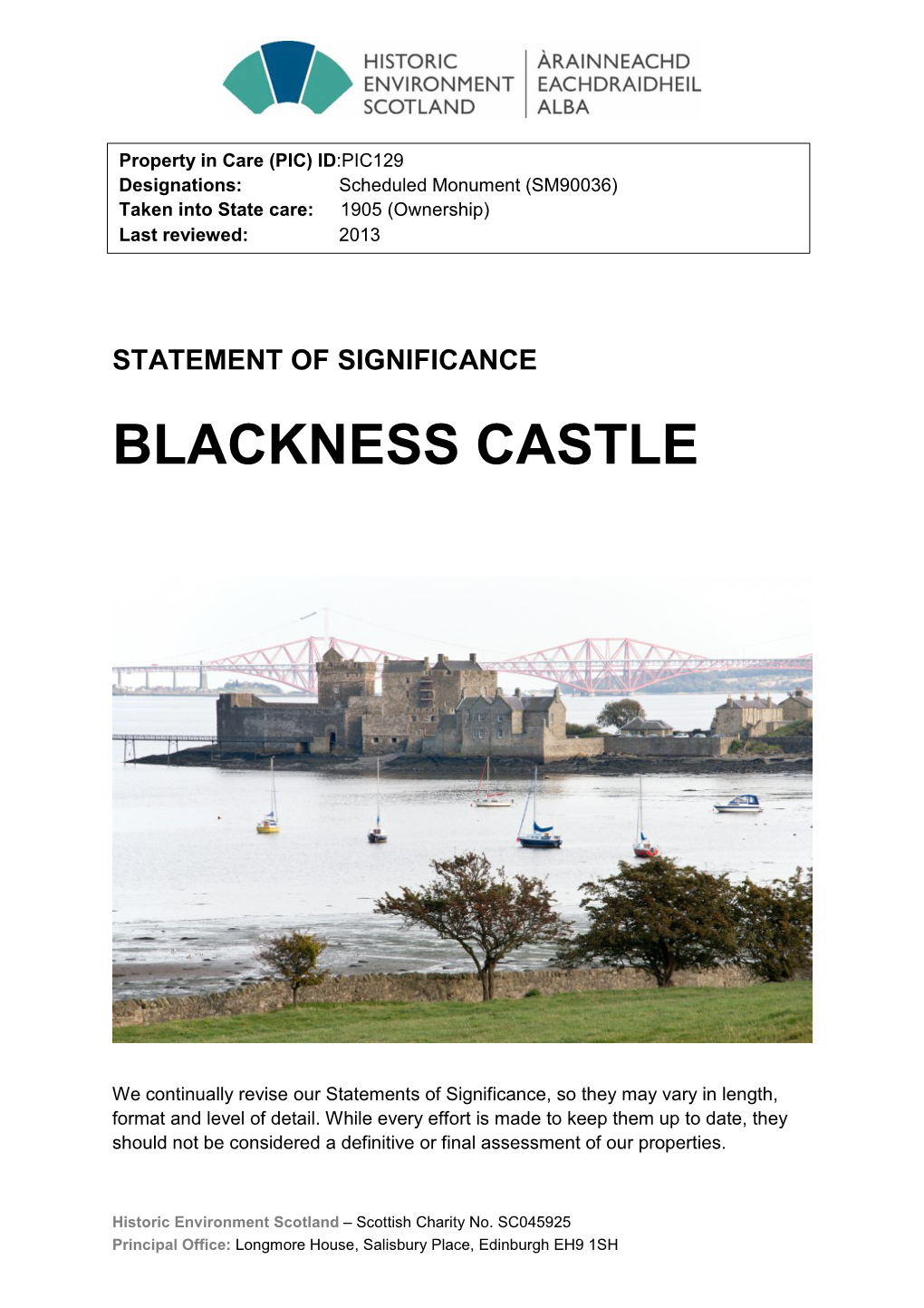 Blackness Castle Statement of Significance