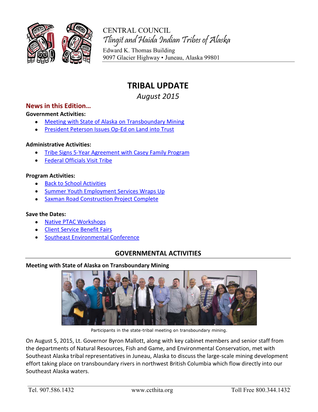 TRIBAL UPDATE Tlingit and Haida Indian Tribes of Alaska