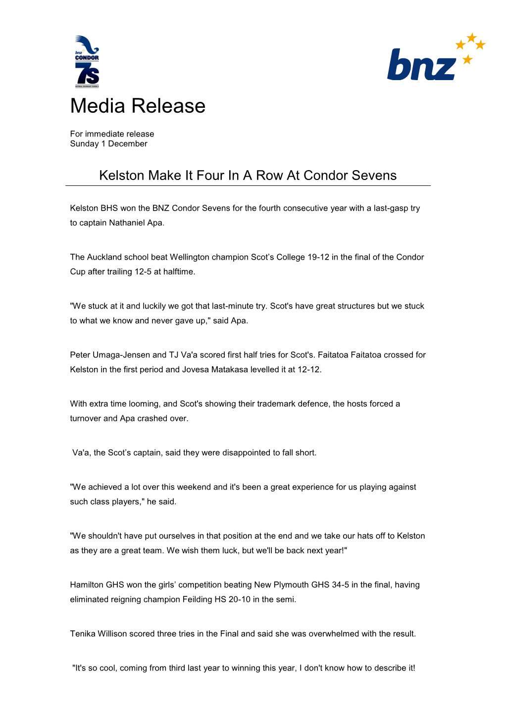 Media Release