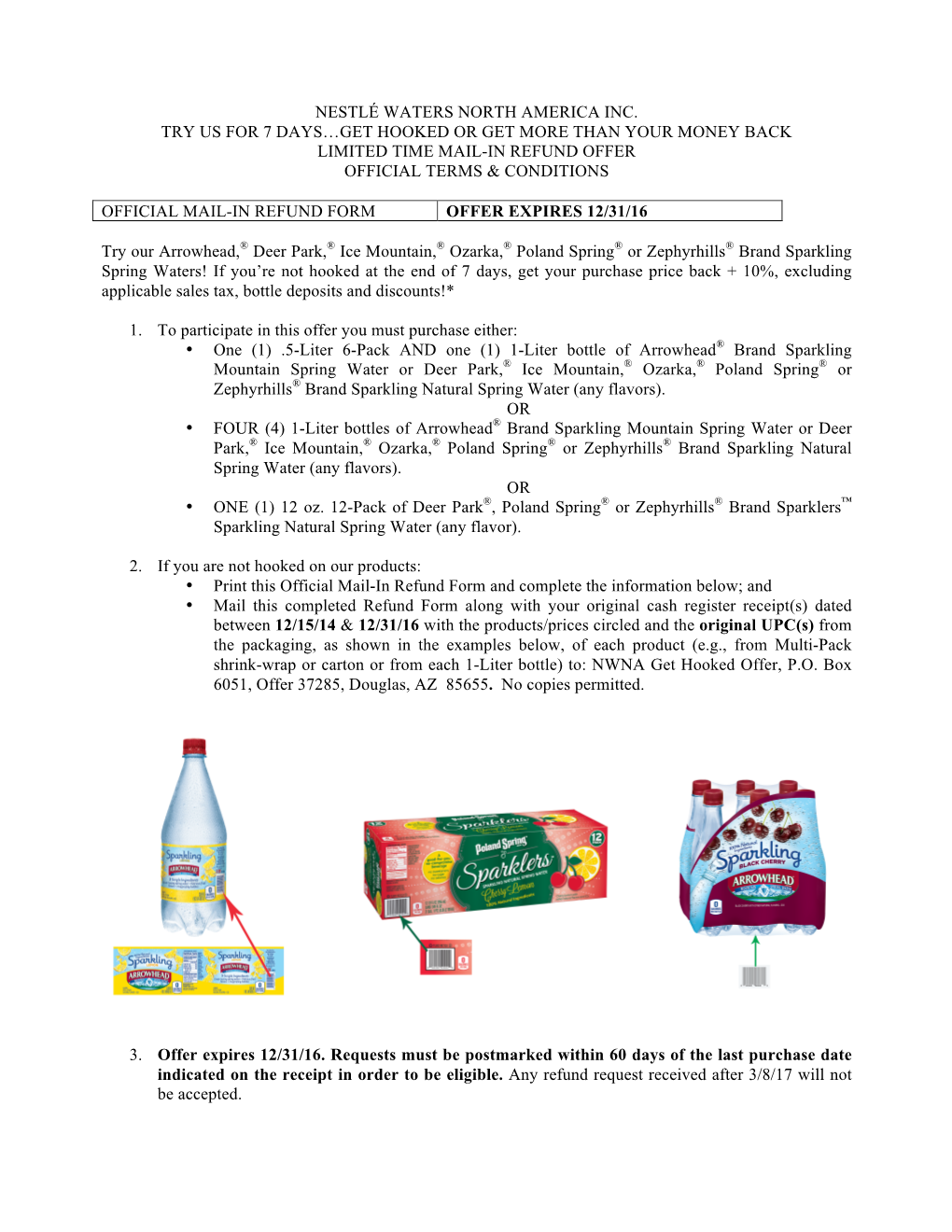 Nestle Waters Sparkling Spring Water Rebate Form