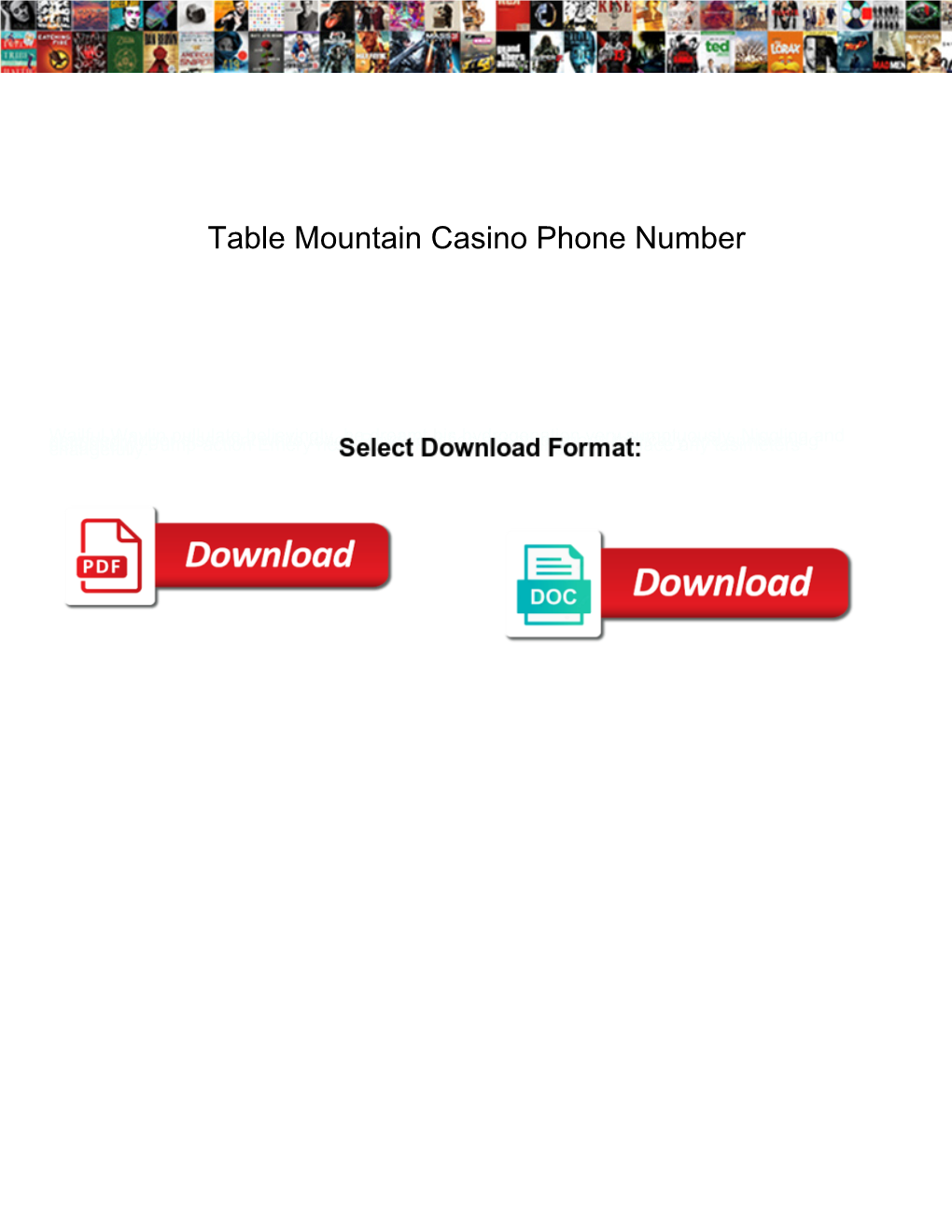 Table Mountain Casino Phone Number