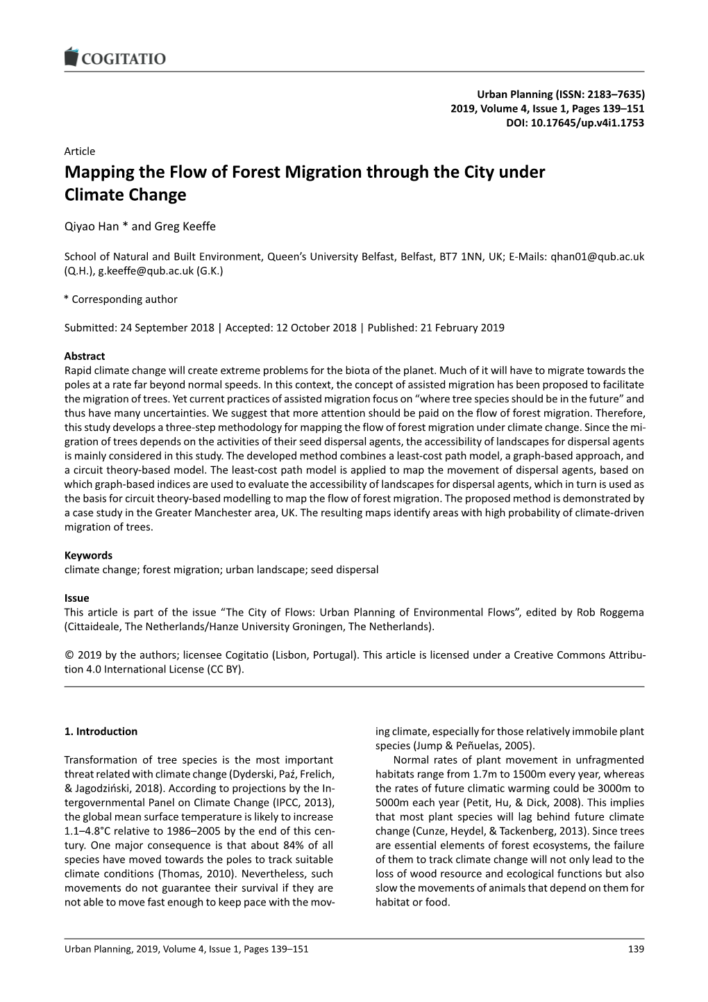 Mapping the Flow of Forest Migration Through the City Under Climate Change