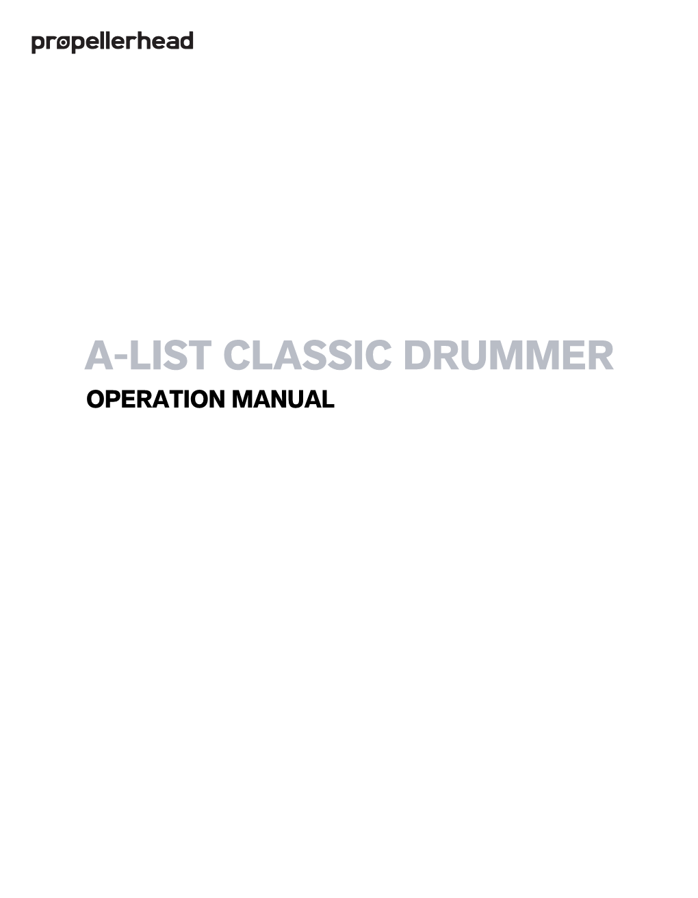 A-List Classic Drummer Operation Manual