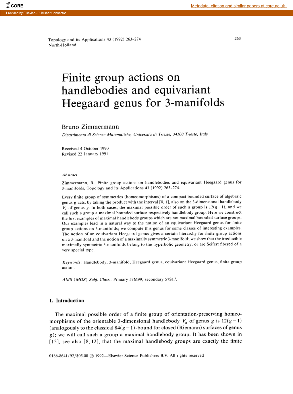 Finite Group Actions on Handlebodies and Equivariant Heegaard Genus for 3-Manifolds