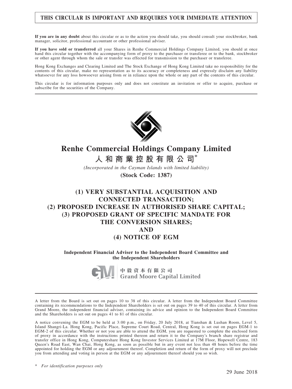 (3) Proposed Grant of Specific Mandate for the Conversion Shares; and (4) Notice of Egm