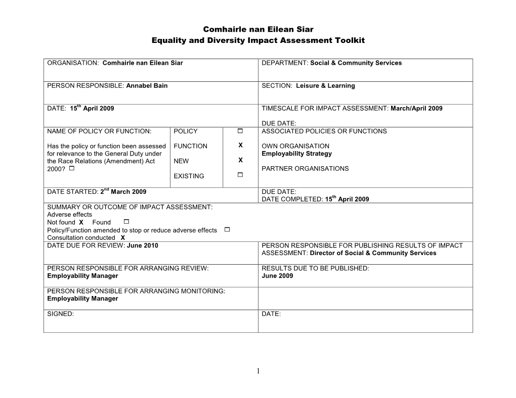 OFFTI Impact Assessment