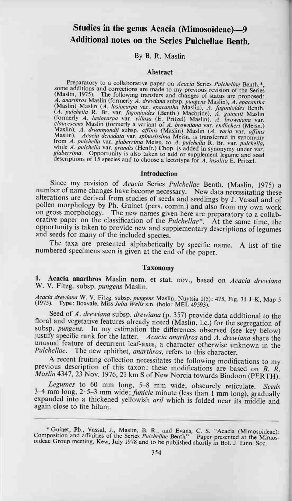 Studies in the Genus Acacia (Mimosaceae)4